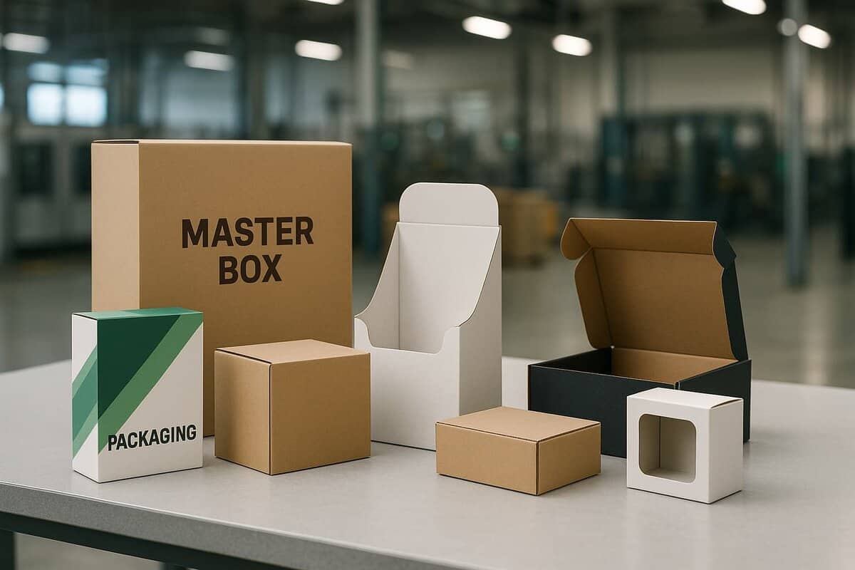 Beragam jenis box kemasan pabrik Karts termasuk soft box, corrugated, dan custom packaging.